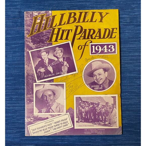 Signed Spade Cooley Tex Willams Smokey Okie Rogers Hillbilly 1943 Songbook Auto